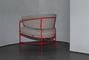 Astro Chair metal red structure with brown cushions