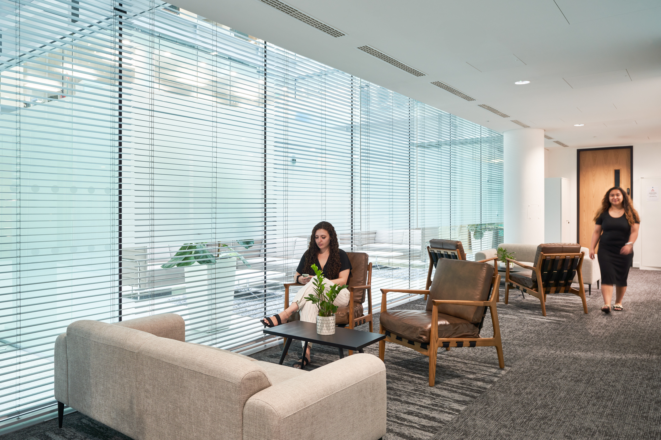 Furniture supplied for LGC’s open-plan workspace, including desks, ergonomic task chairs and collaborative seating areas.