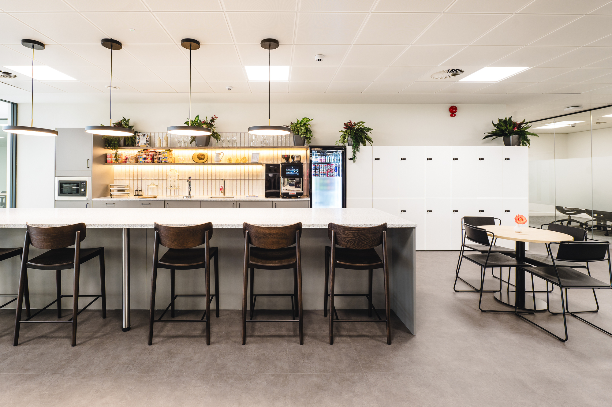 Bright and modern teapoint area for Serendipity Labs' coworking space in Bristol with NewFlex.