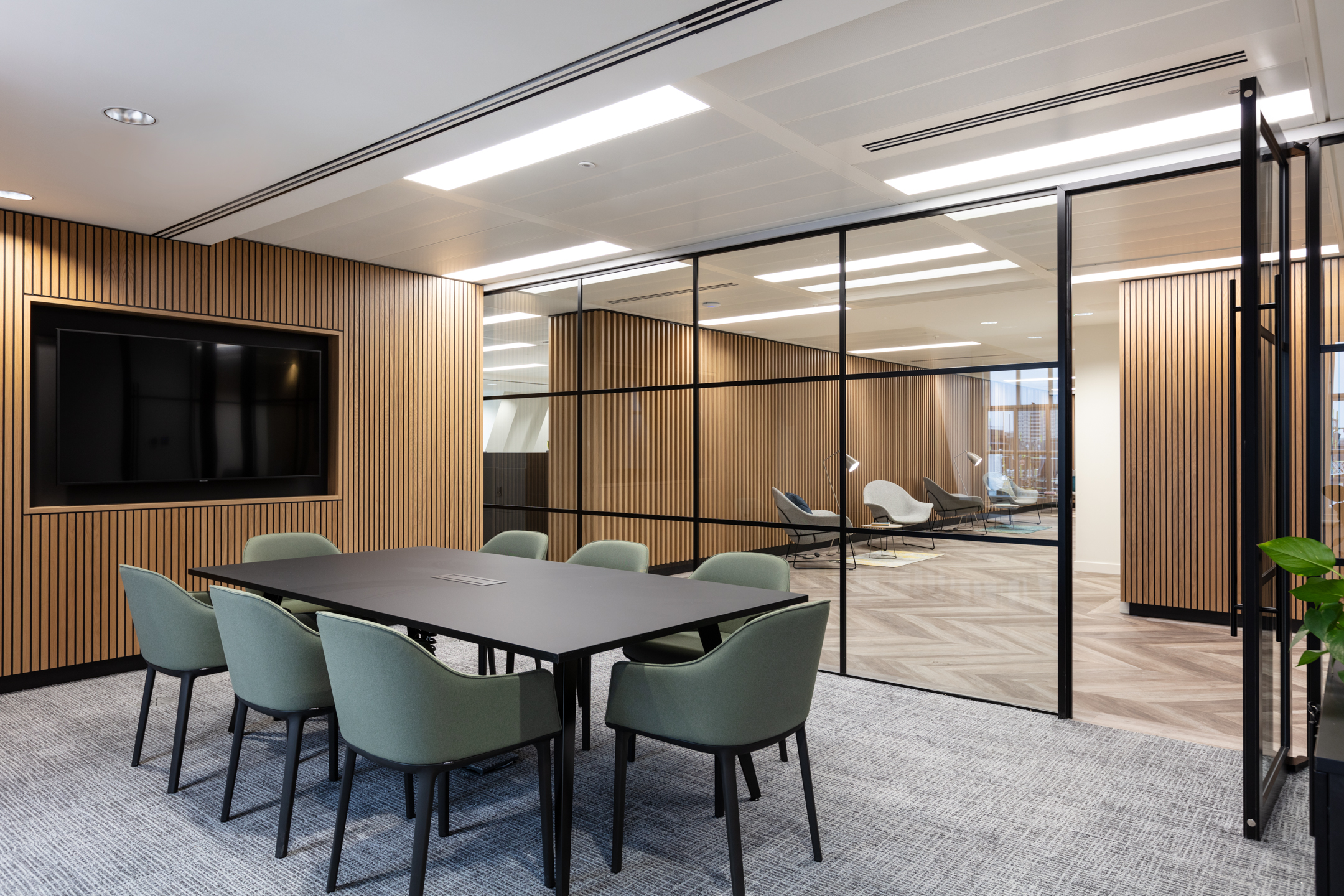 Teapoint, meeting rooms, and breakout areas designed for Platfform at Level 8, 20 St James’s Street, showcasing a cohesive and functional workspace layout.
